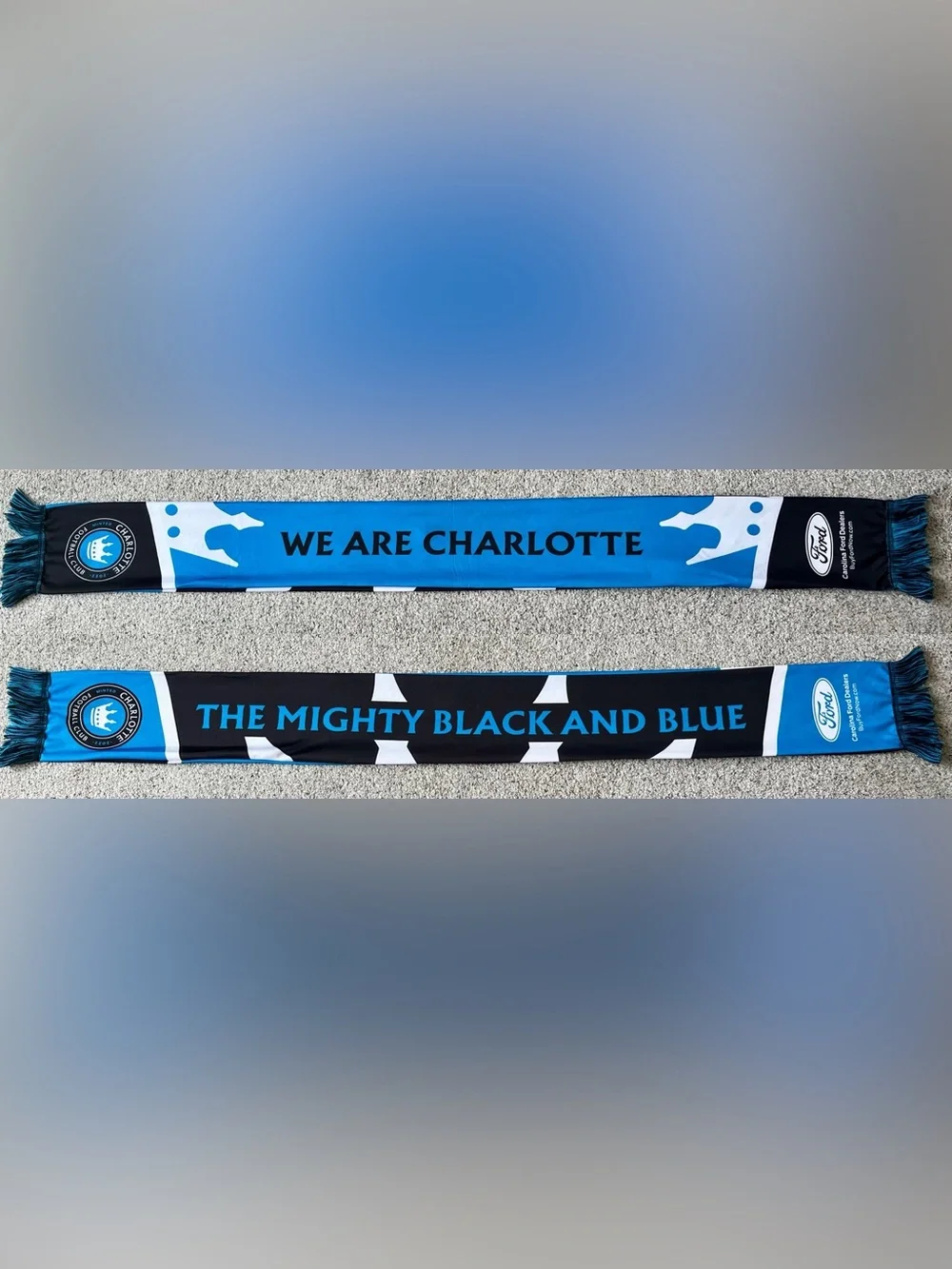 Charlotte FC Mighty Black and Blue Ford Soccer Scarf